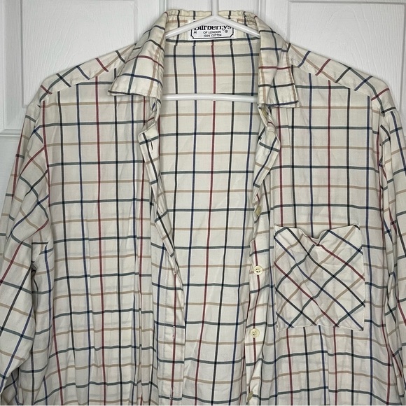Burberry’s Vintage Burberry London Plaid Button Down 100% Cotton Top Medium - Picture 3 of 7